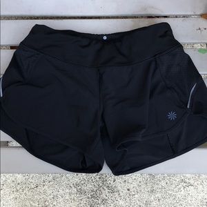 Athleta running shorts, 3in inseam.